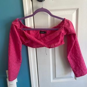 Pink Twist Front Long Sleeve Crop top. Size 0